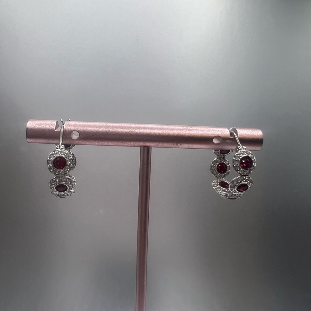Swarovski Silver and Pink Crystal Earrings
